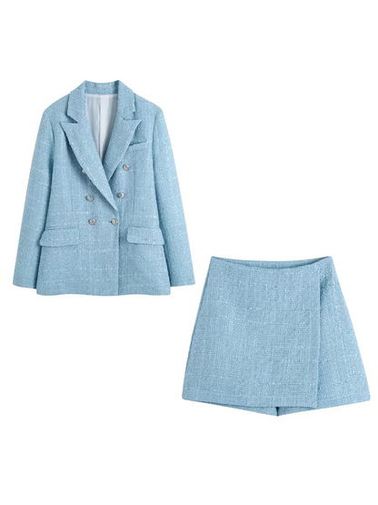 Conjunto Blazer e Short Saia Azul