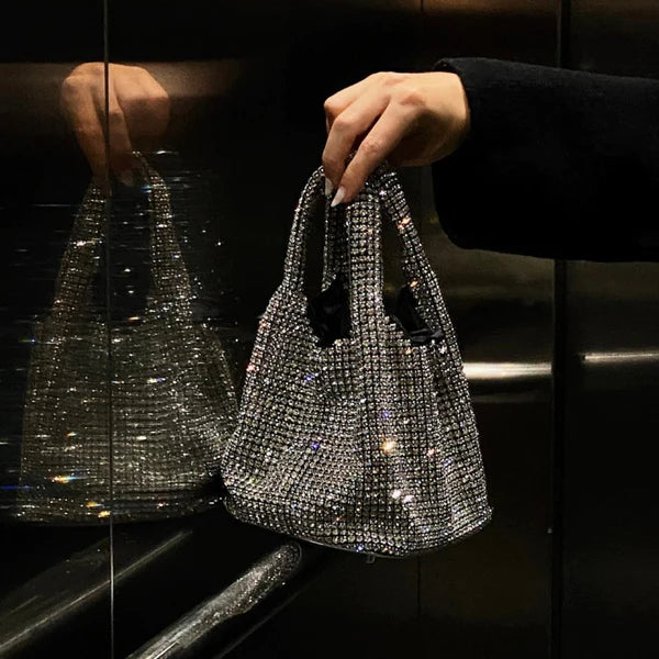 Bolsa Saco Strass Prata