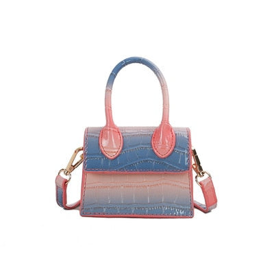  Mini Bolsa Quadrada Couro Croc