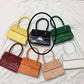  Mini Bolsa Quadrada Couro Croc