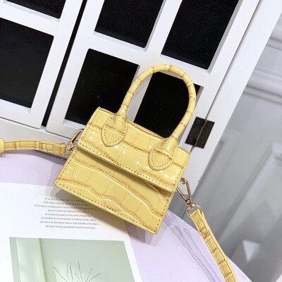  Mini Bolsa Quadrada Couro Croc