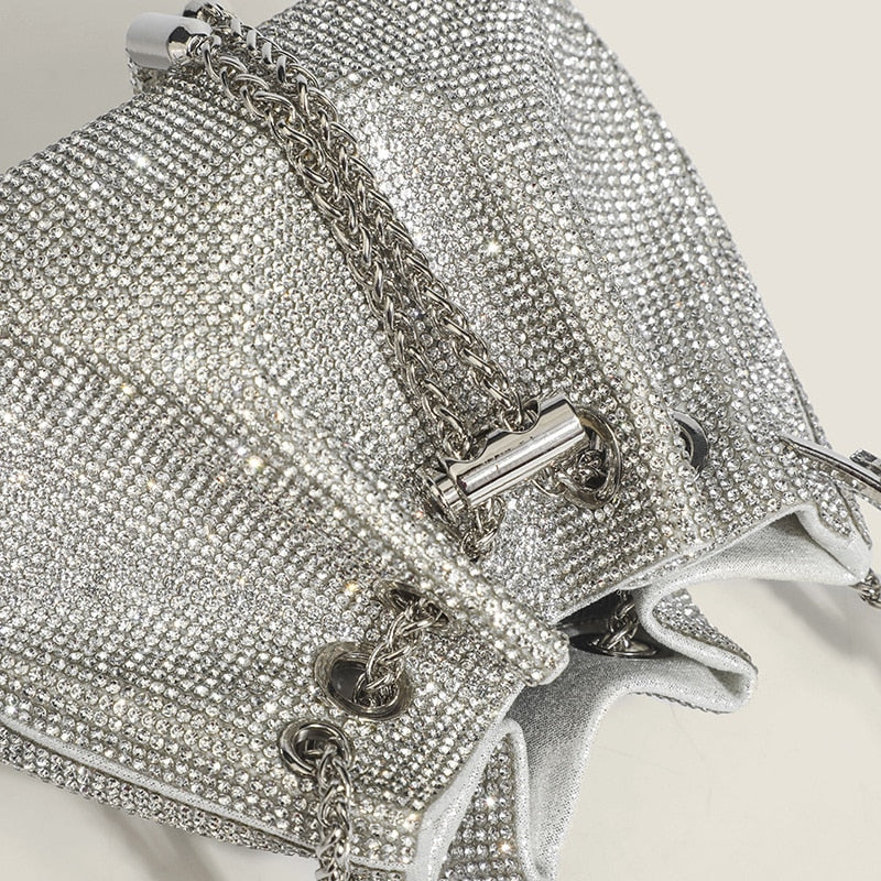 Bolsa Saco Strass Prata