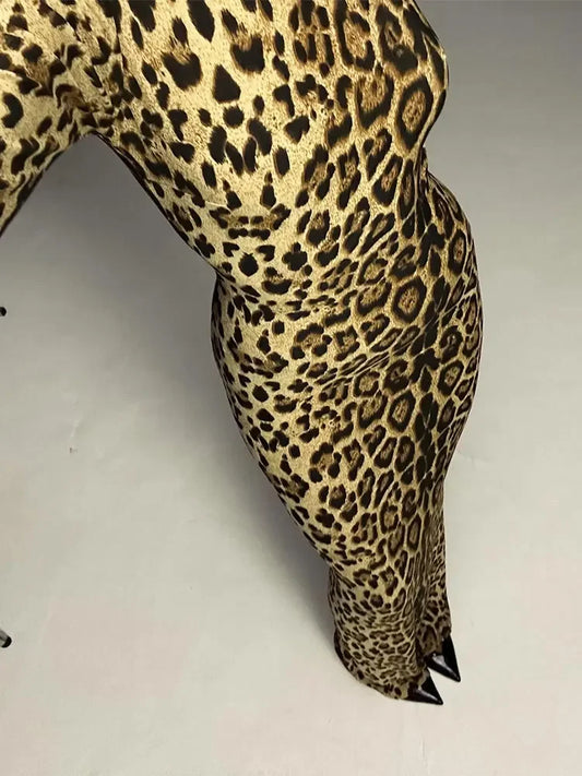 Vestido Maxi Manga Longa Leopardo Animal Print