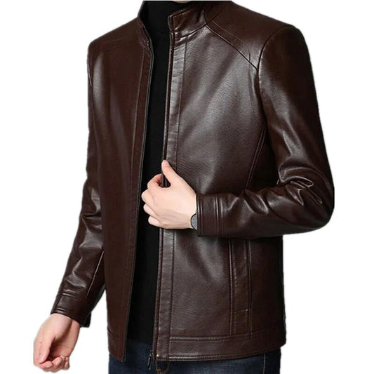 Jaqueta Casual de Couro Masculina