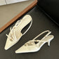   Scarpin Slingback Salto Baixo Branco