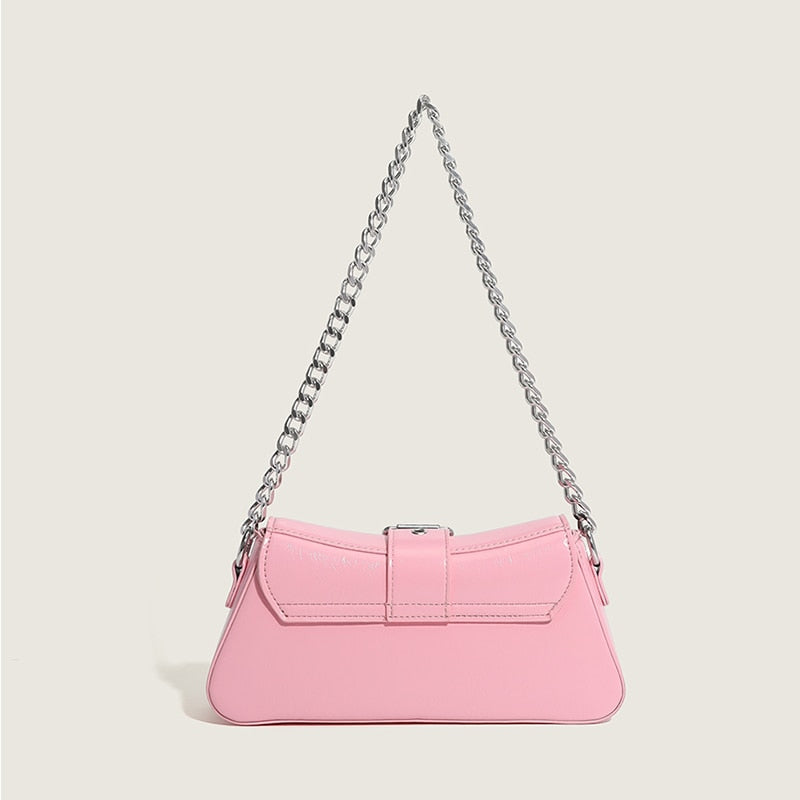 Bolsa de Ombro com Fivela Rosa