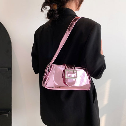 Bolsa Baguete Metalizada Rosa