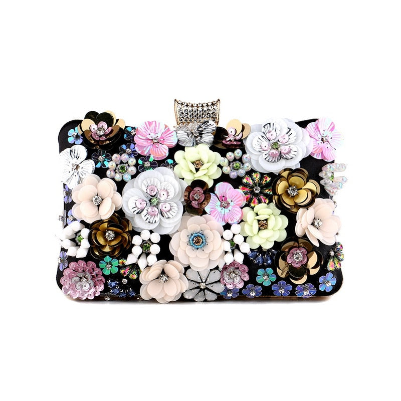  Clutch Flor e Strass