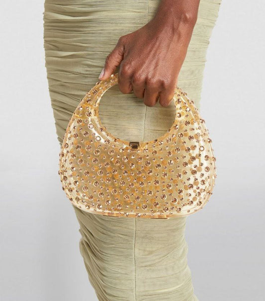 Bolsa Meia Lua Transparente Strass